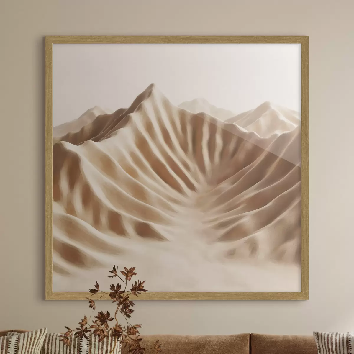 Poster Dune decorative con texture in una palette di colori beige in stile artistico contemporaneo f49728