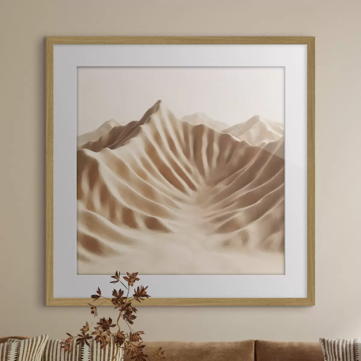 Poster Dune decorative con texture in una palette di colori beige in stile artistico contemporaneo f49728