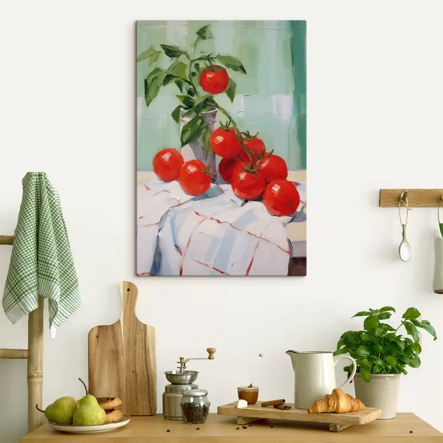 carta da parati Pomodori su una tovaglia, riproduzione di un dipinto nr. s50063