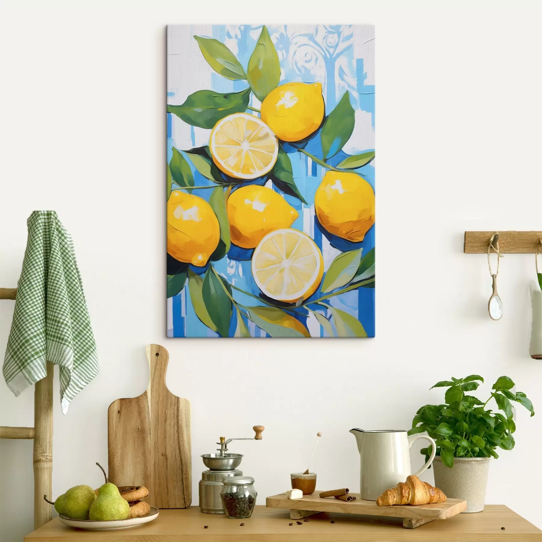 carta da parati Limoni tra il fogliame, imitazione di un dipinto nr. s50065