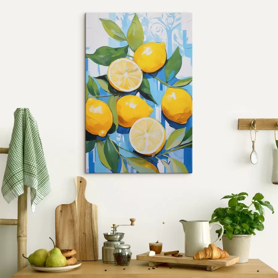 carta da parati Limoni tra il fogliame, imitazione di un dipinto nr. s50065