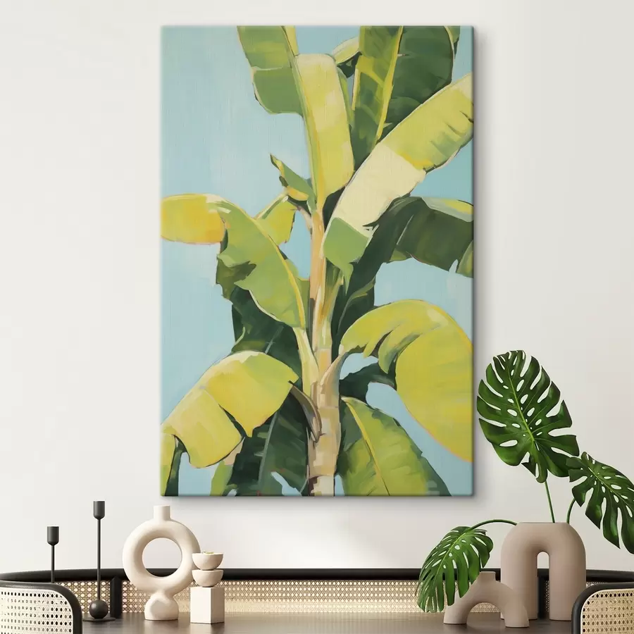carta da parati Fogliame di palma da banana, dipinto in stile imitazione nr. s50070