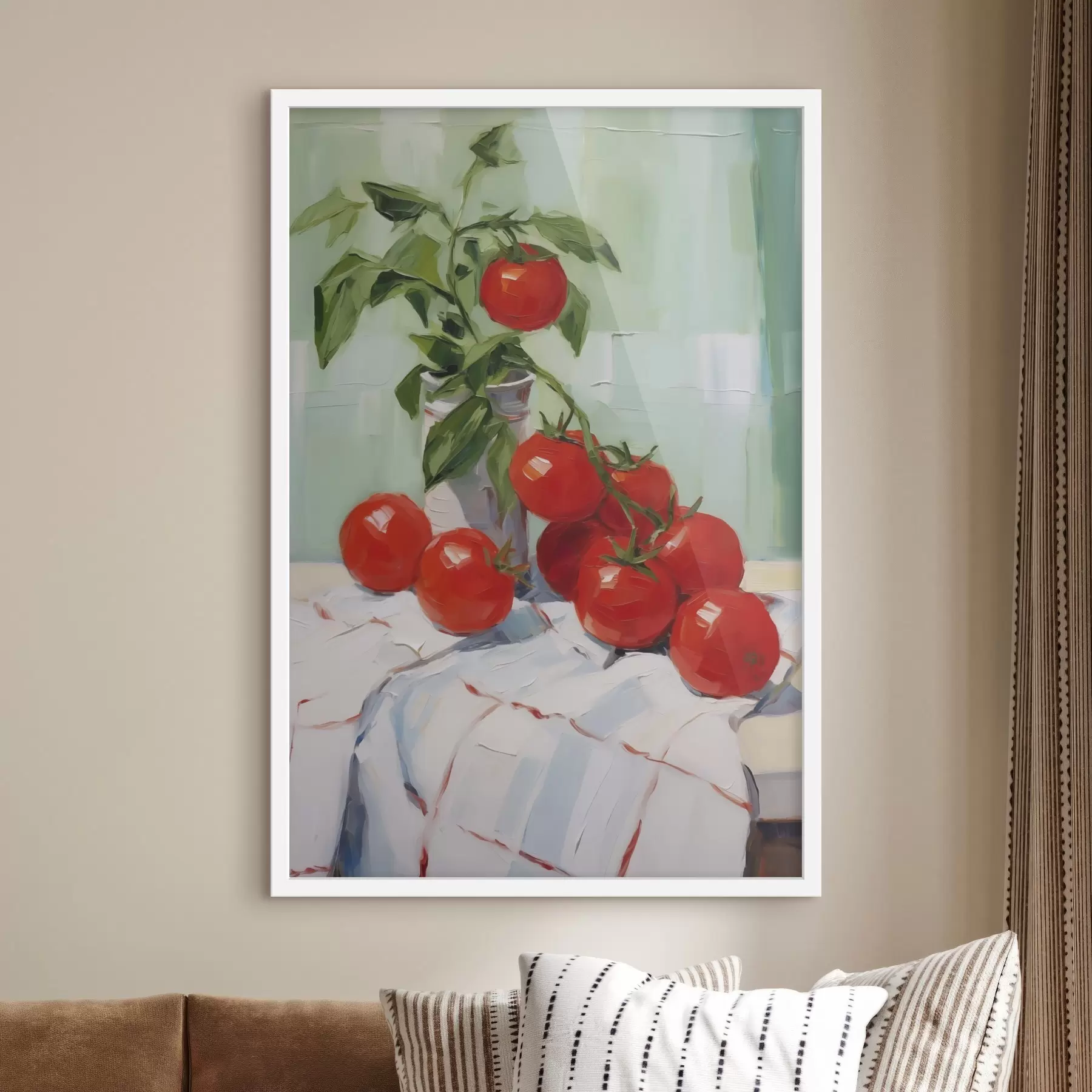 carta da parati Pomodori su una tovaglia, riproduzione di un dipinto nr. f50063