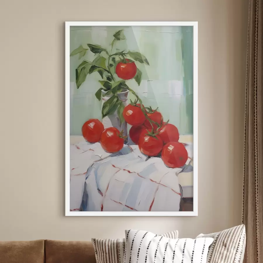 carta da parati Pomodori su una tovaglia, riproduzione di un dipinto nr. f50063