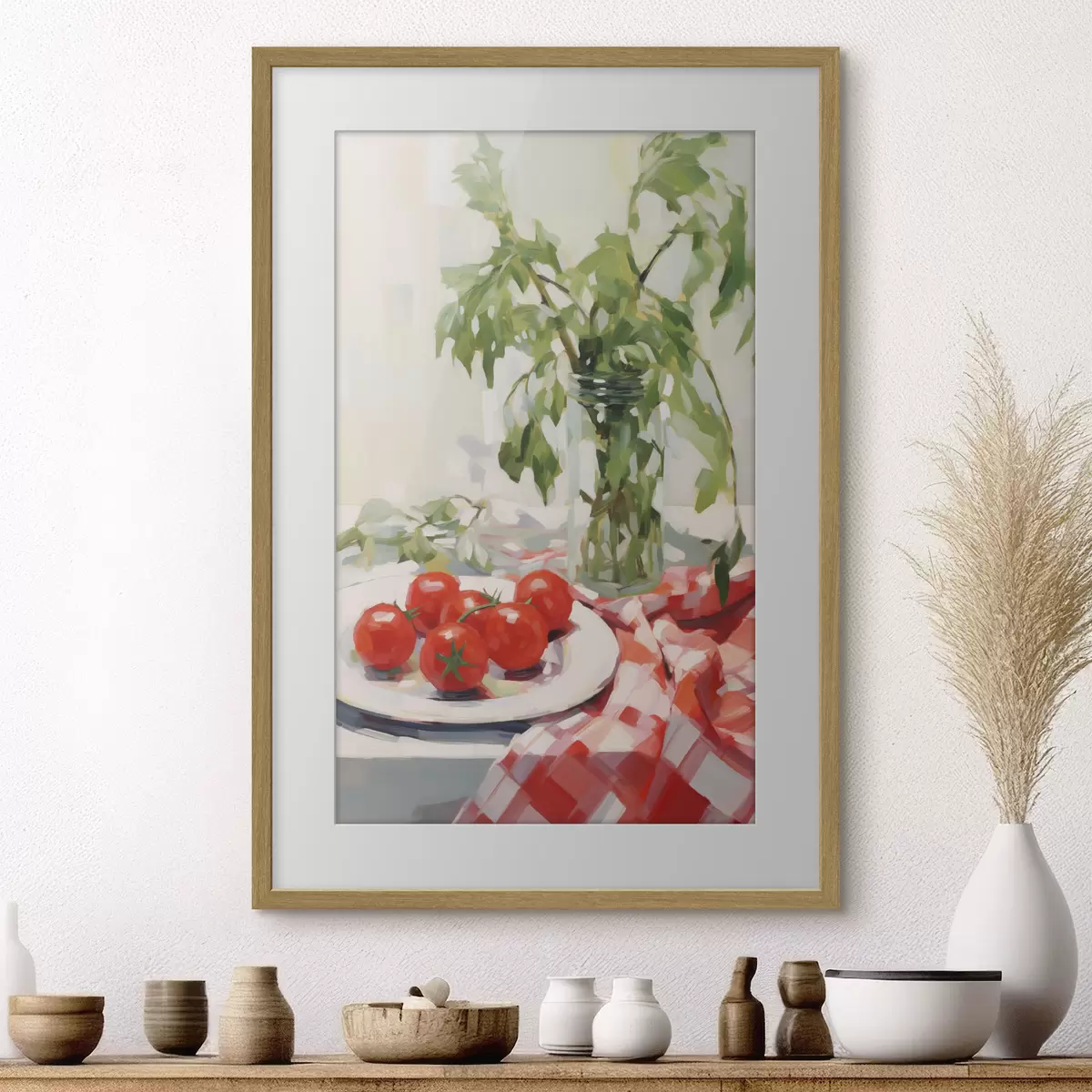 Poster Pomodori su un piatto, imitazione di un dipinto f50064