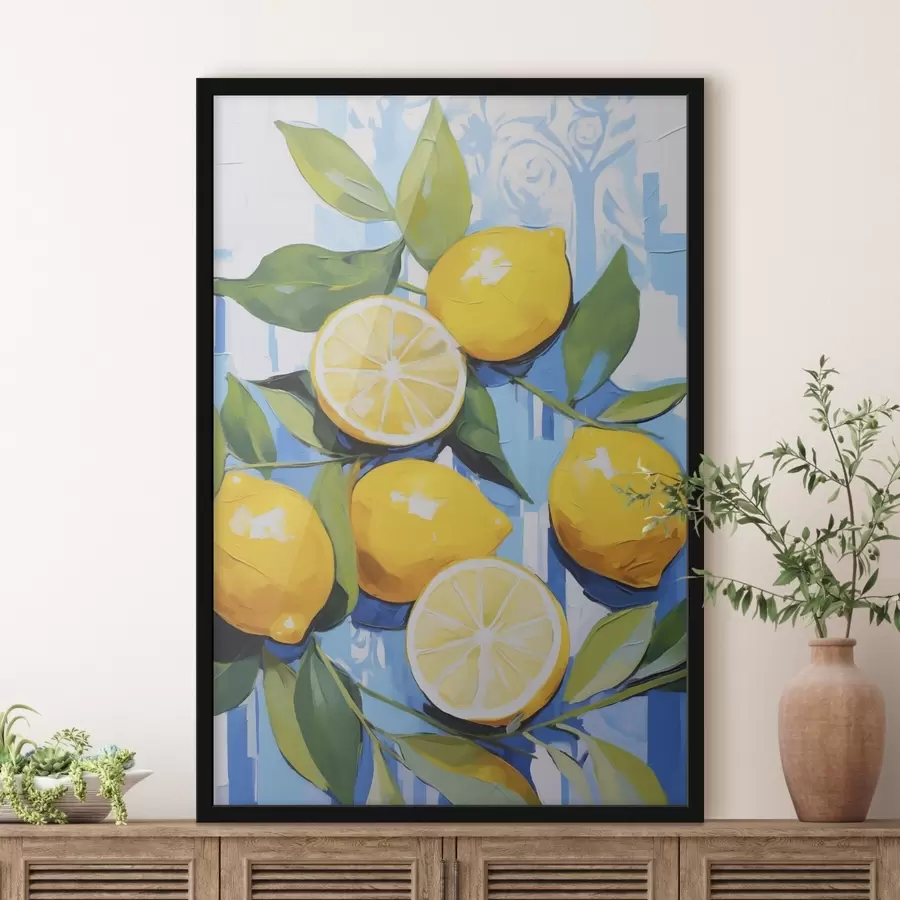 carta da parati Limoni tra il fogliame, imitazione di un dipinto nr. f50065