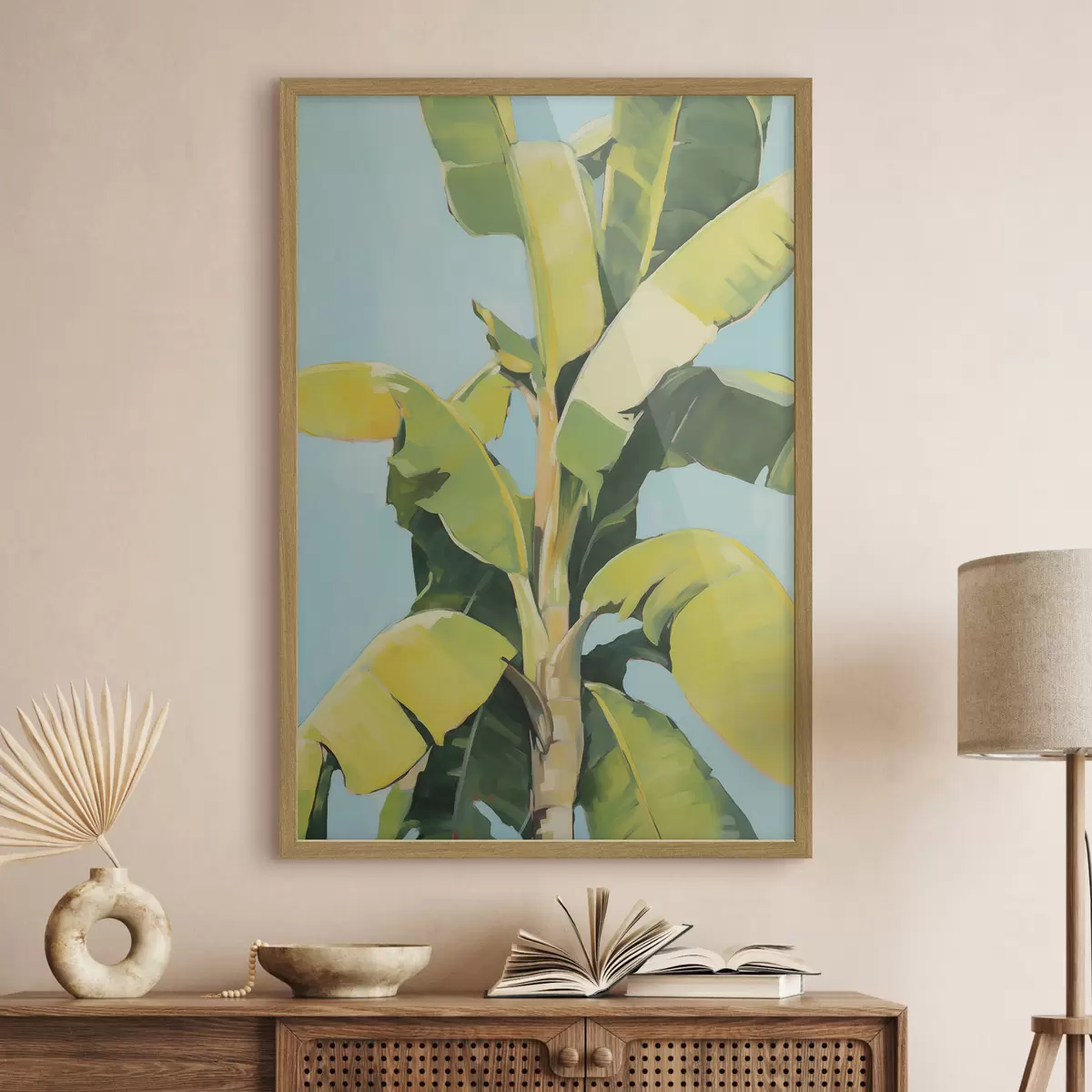Poster Fogliame di palma da banana, dipinto in stile imitazione f50070