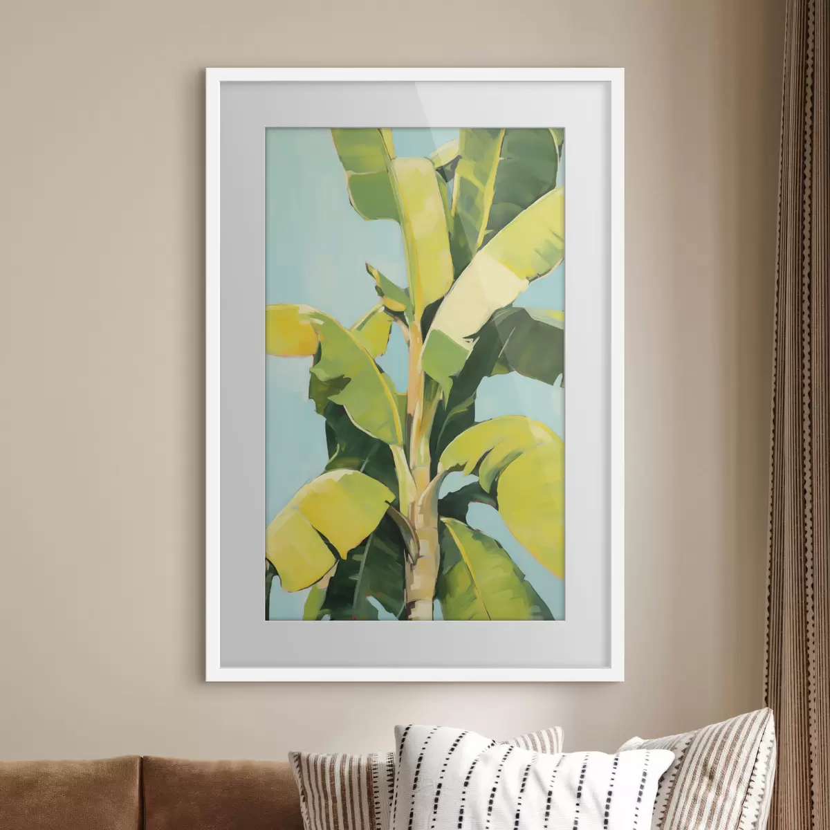 Poster Fogliame di palma da banana, dipinto in stile imitazione f50070