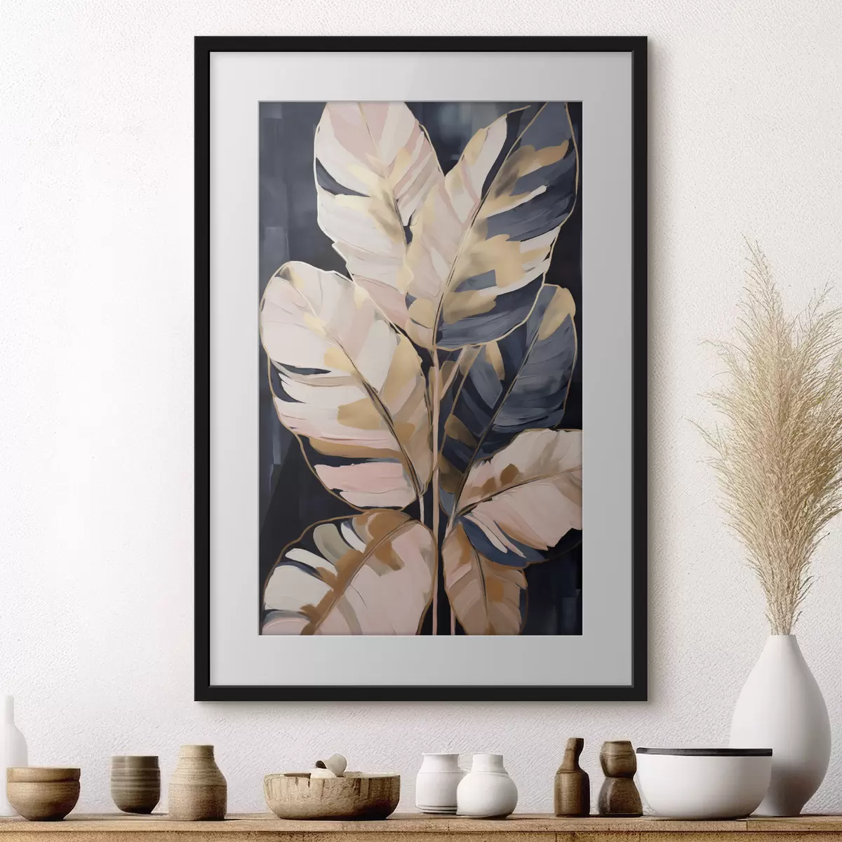 Poster Fogliame astratto, imitazione di un dipinto f50076