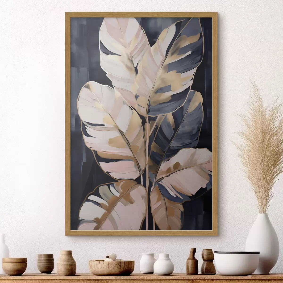 Poster Fogliame astratto, imitazione di un dipinto f50076