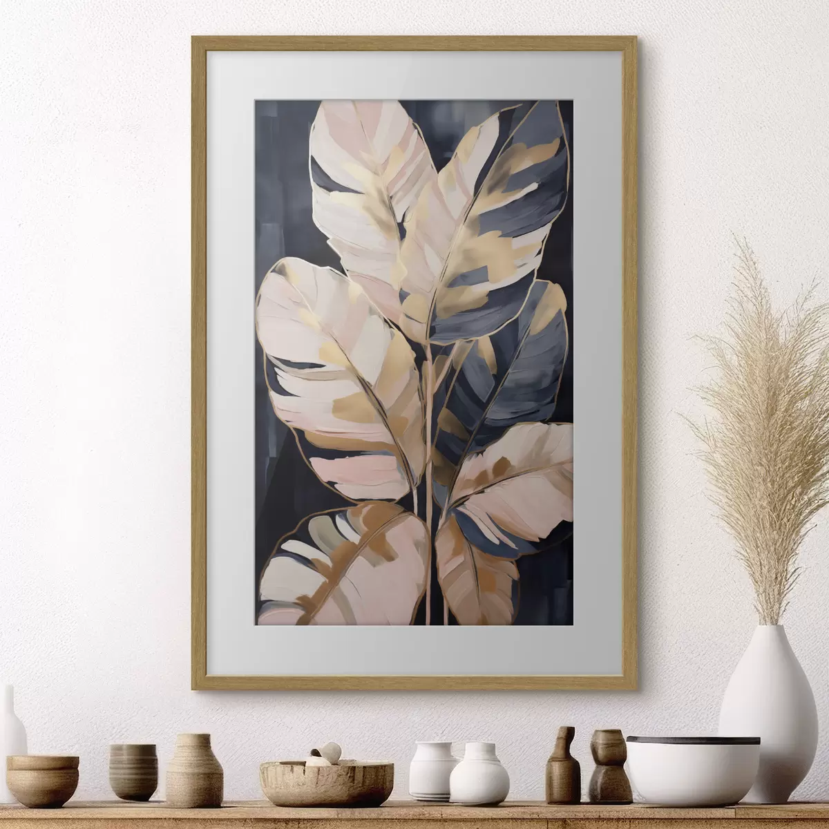Poster Fogliame astratto, imitazione di un dipinto f50076