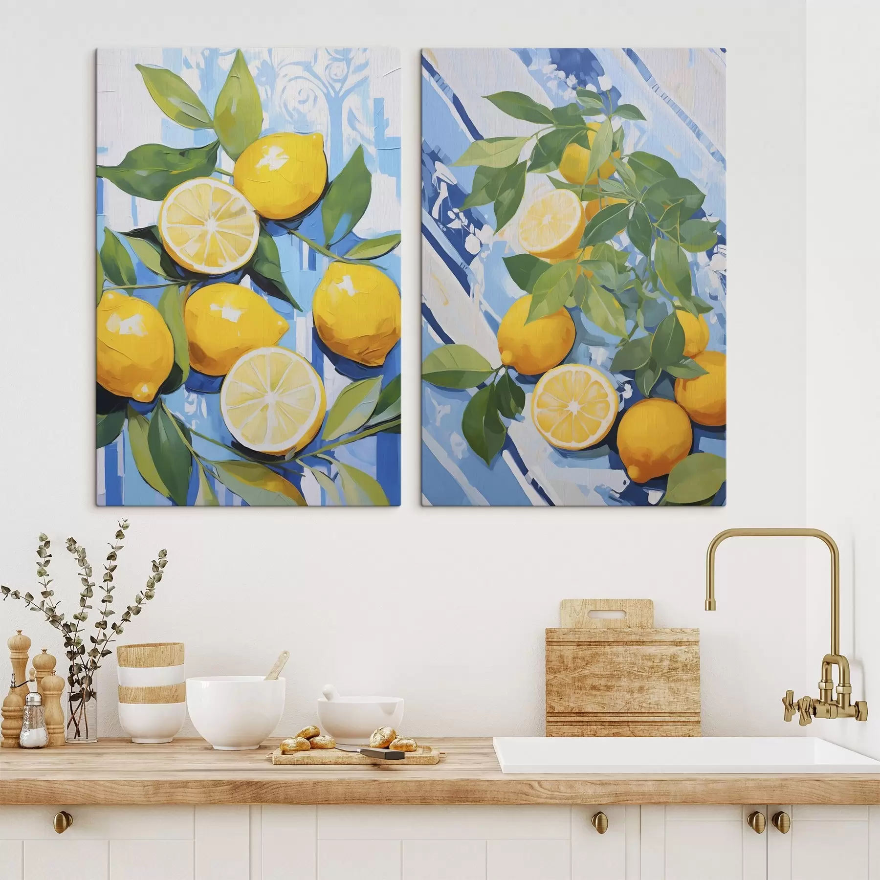 carta da parati Limoni tra il fogliame, imitazione di un dipinto nr. m30778