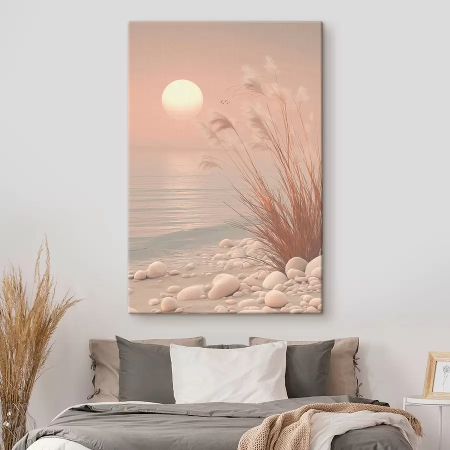 carta da parati Riva tranquilla con erbe all’alba nr. s49949
