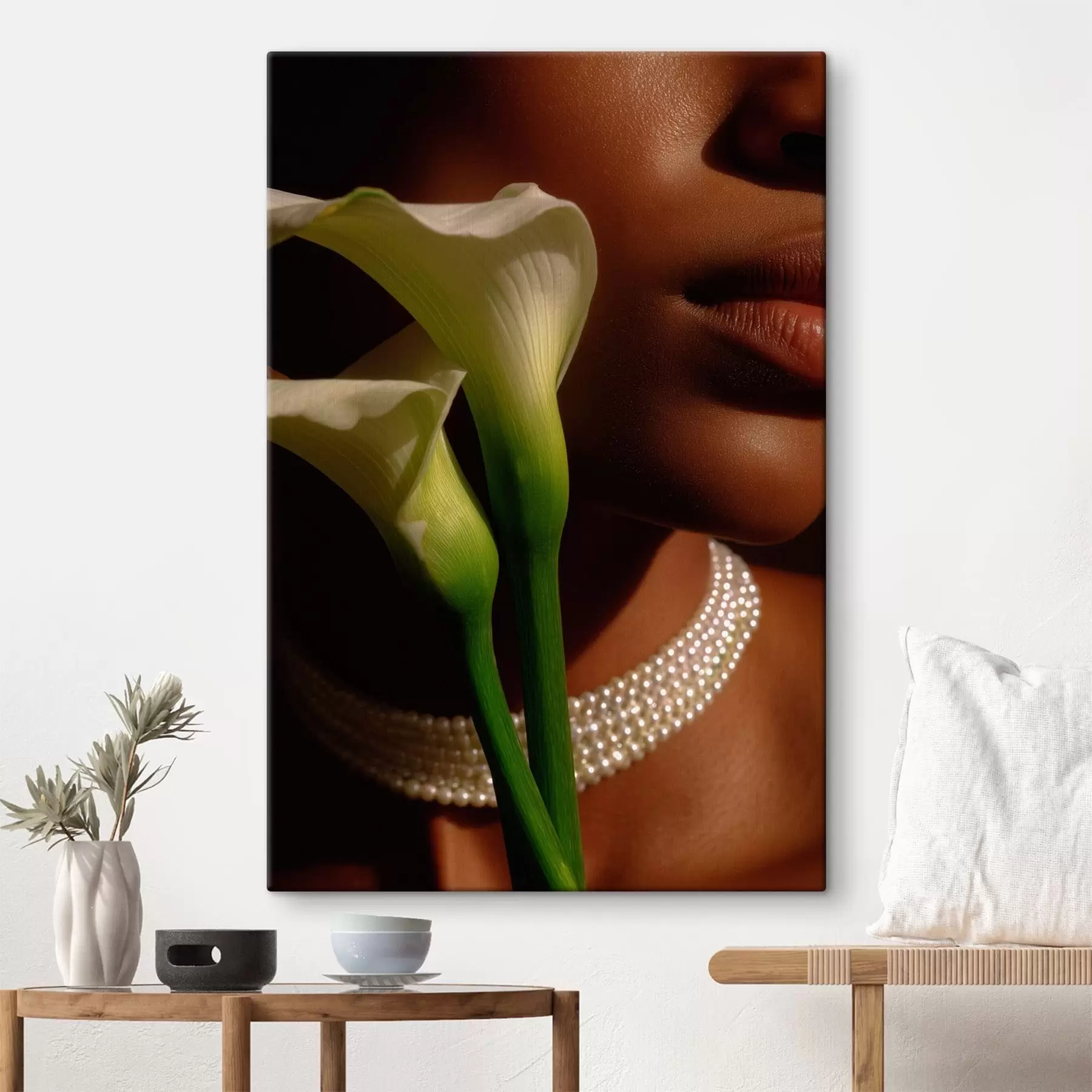 Quadro Ritratto con fiori bianchi in una luce soffusa nr. s49980