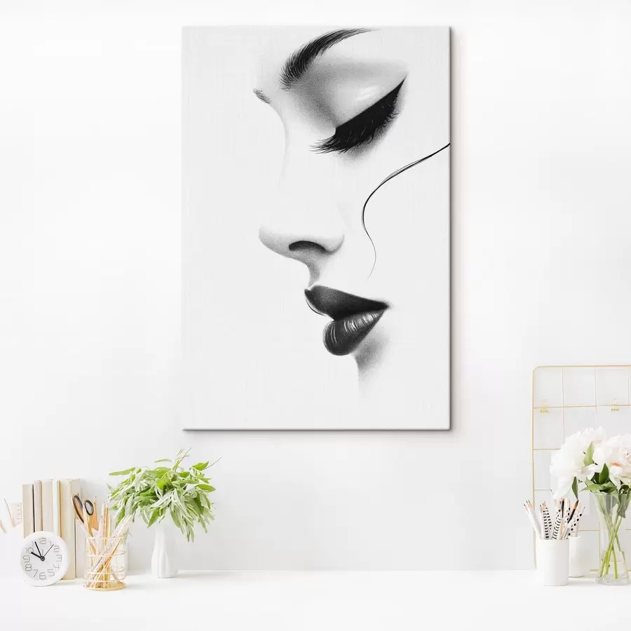 carta da parati Ritratto minimalista di una donna in bianco e nero nr. s49982