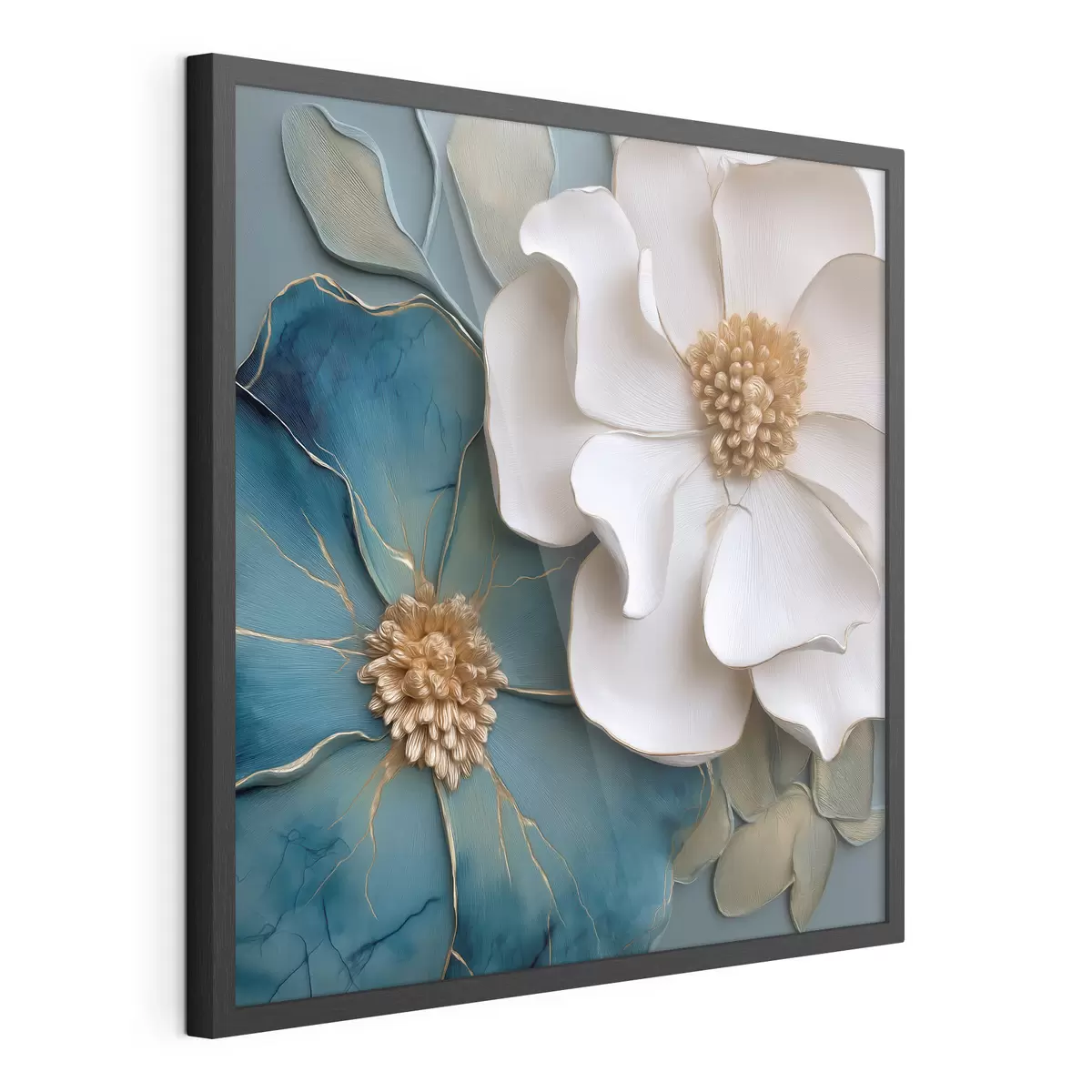 Poster Fiori voluminosi nei toni del blu e delle tonalità chiare f49947