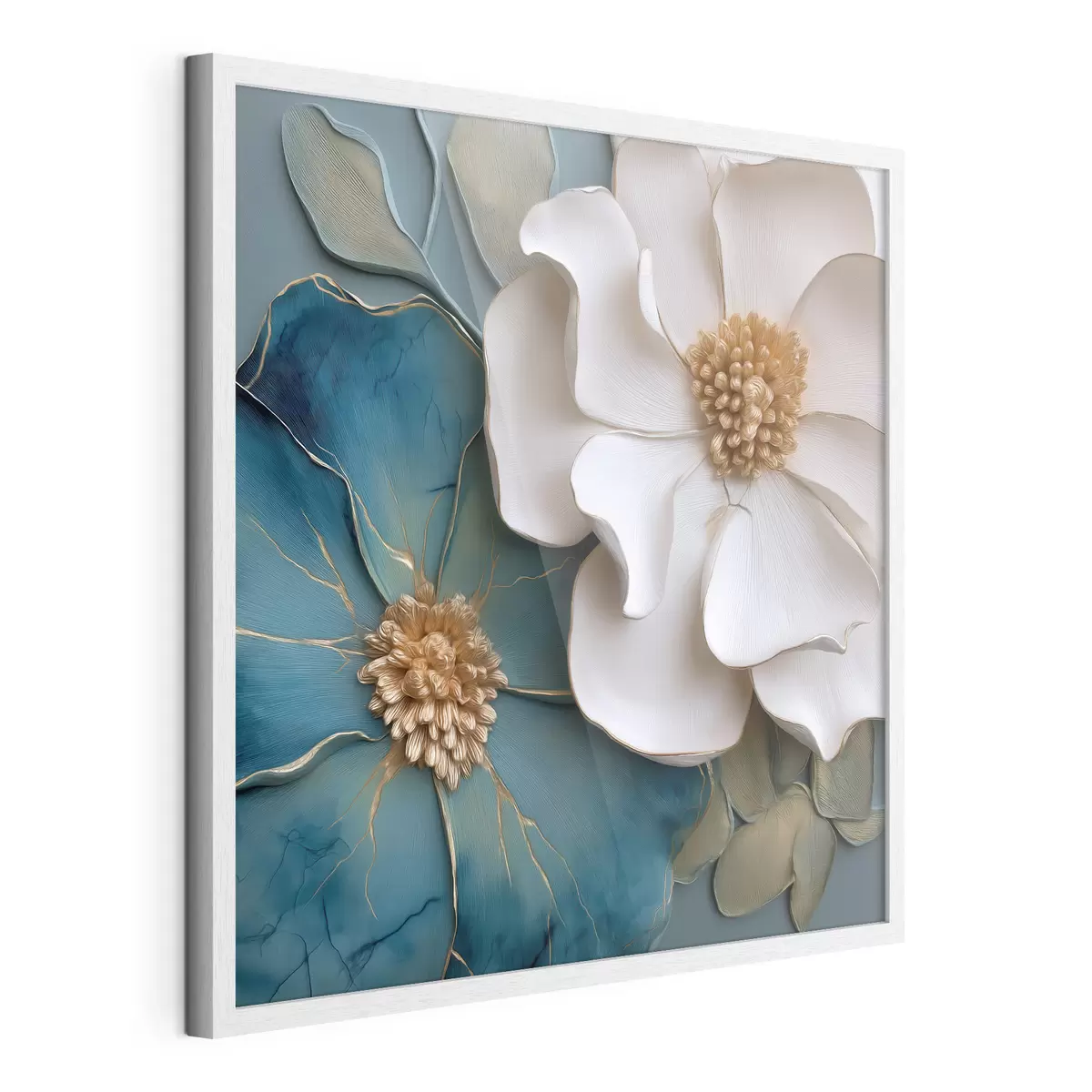 Poster Fiori voluminosi nei toni del blu e delle tonalità chiare f49947