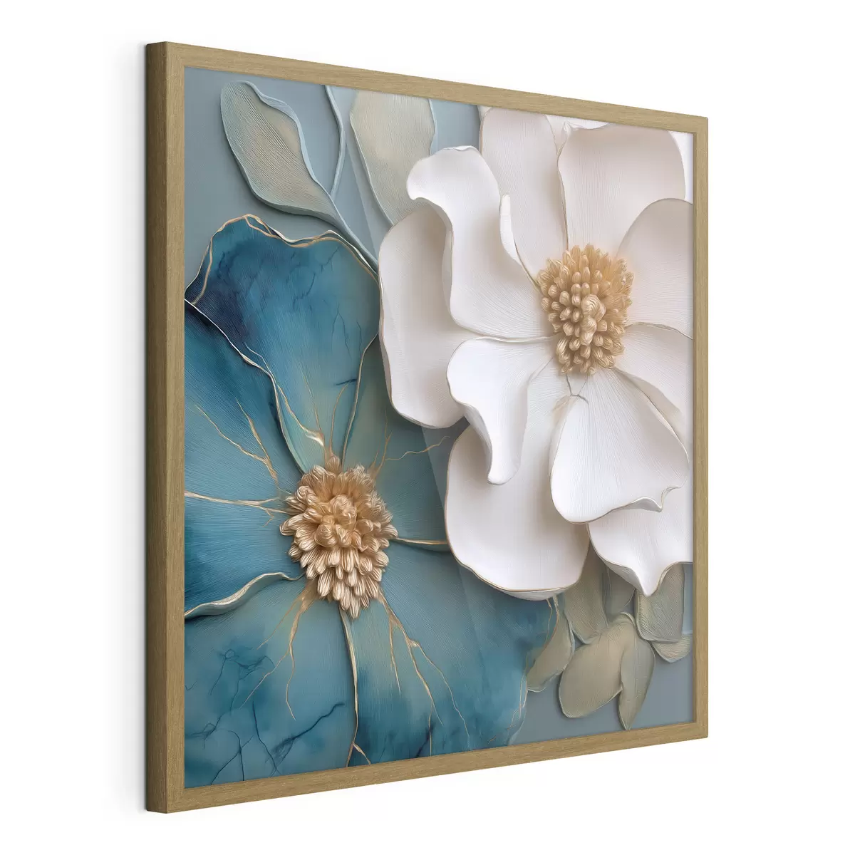 Poster Fiori voluminosi nei toni del blu e delle tonalità chiare f49947