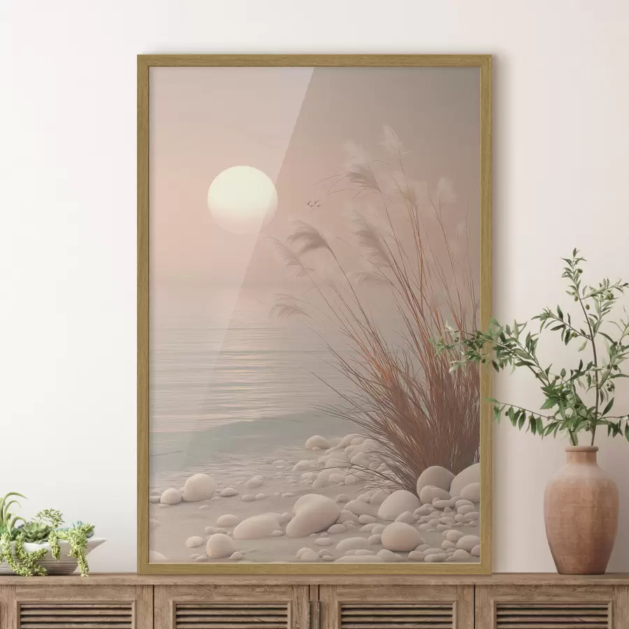 carta da parati Riva tranquilla con erbe all’alba nr. f49949