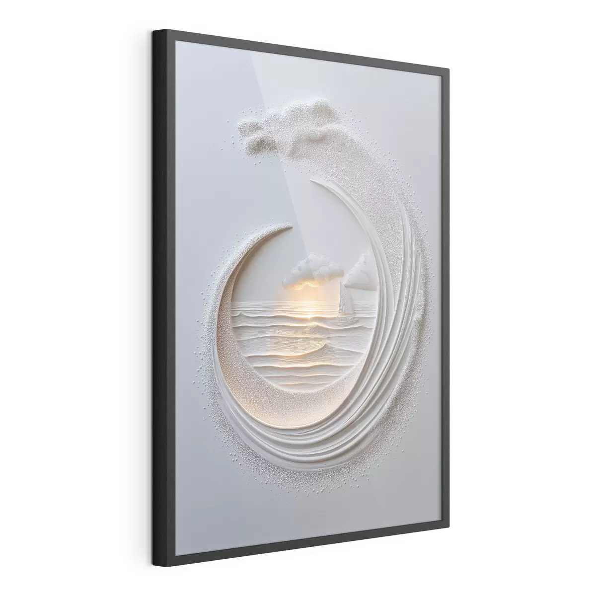 Poster Paesaggio marino con una barca a vela e un effetto a rilievo f49950