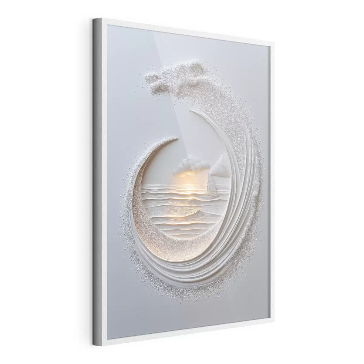 Poster Paesaggio marino con una barca a vela e un effetto a rilievo f49950
