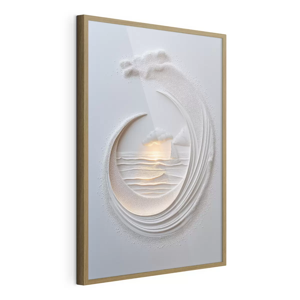 Poster Paesaggio marino con una barca a vela e un effetto a rilievo f49950