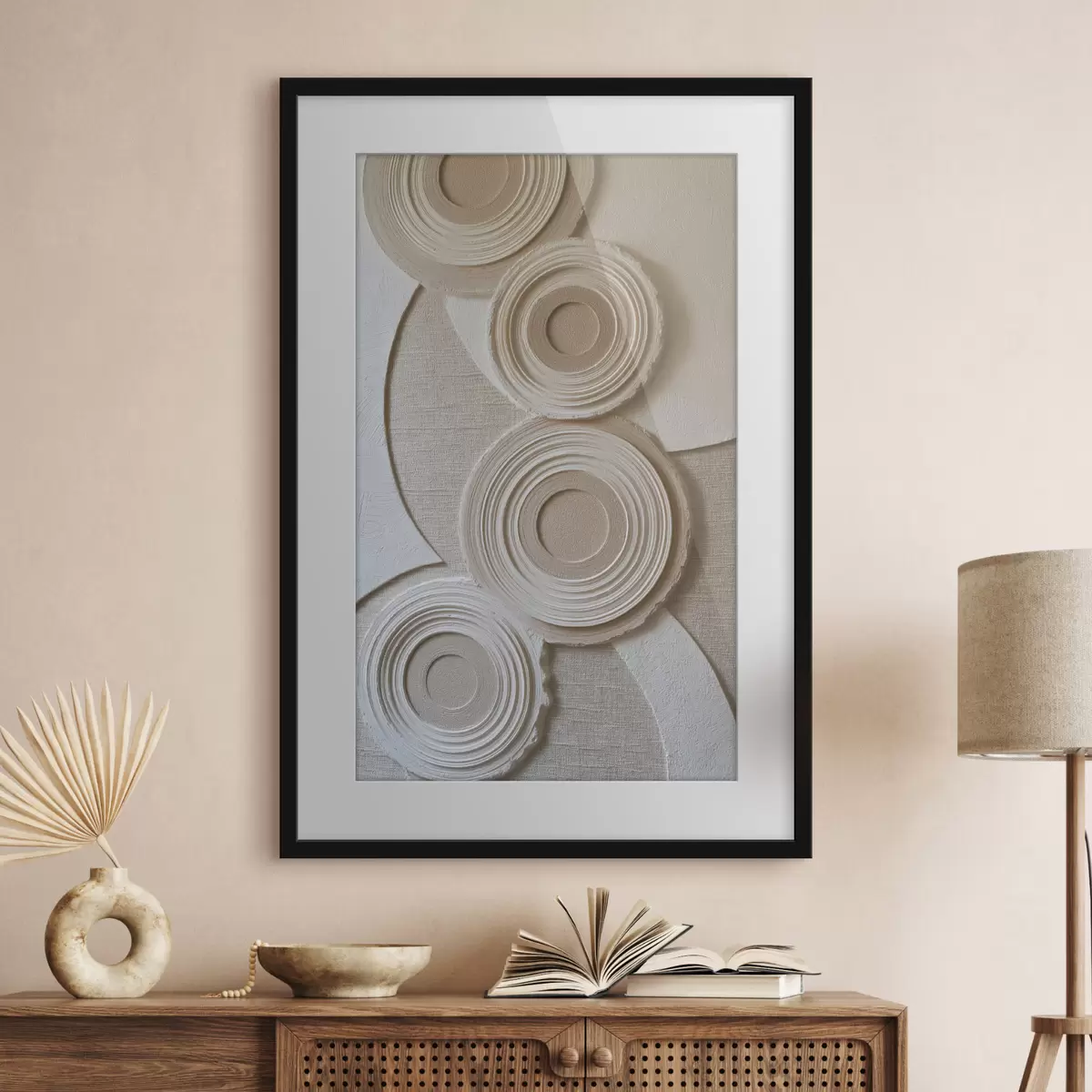 Poster Composizione astratta con cerchi ed effetto a rilievo f49955