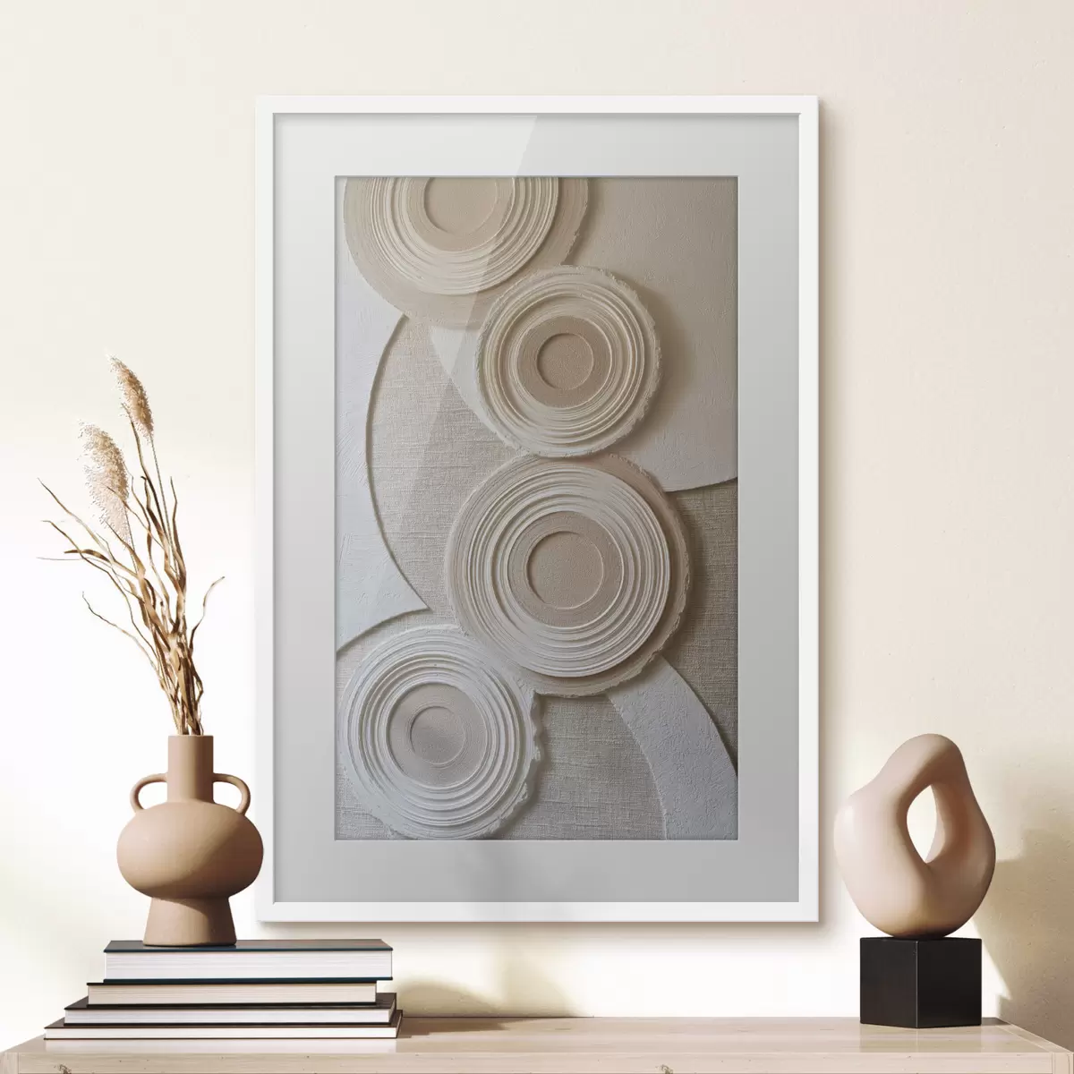 Poster Composizione astratta con cerchi ed effetto a rilievo f49955