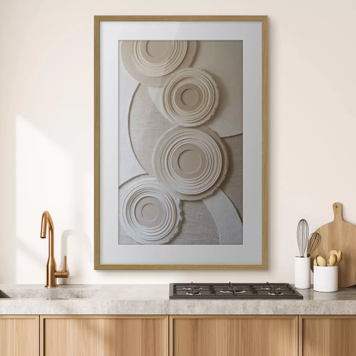 Poster Composizione astratta con cerchi ed effetto a rilievo f49955