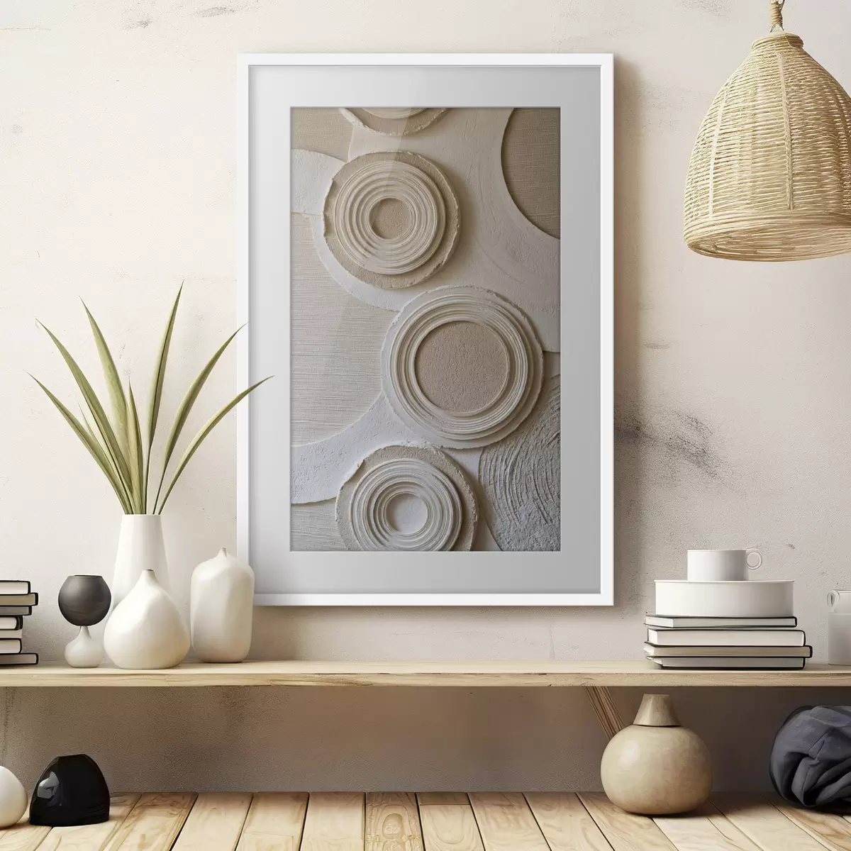 Poster Composizione geometrica con cerchi ed effetto a rilievo f49956