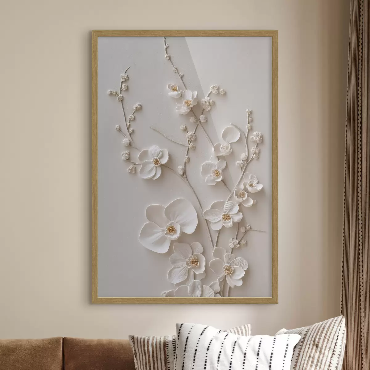 Poster Fiori bianchi voluminosi su rami delicati f49957