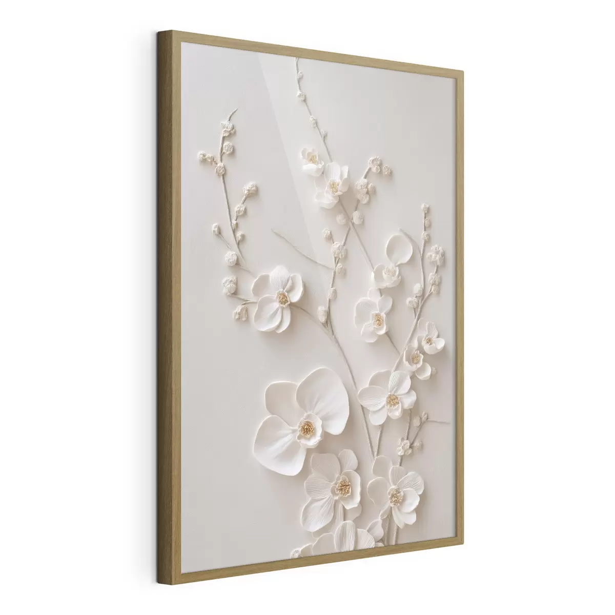 Poster Fiori bianchi voluminosi su rami delicati f49957