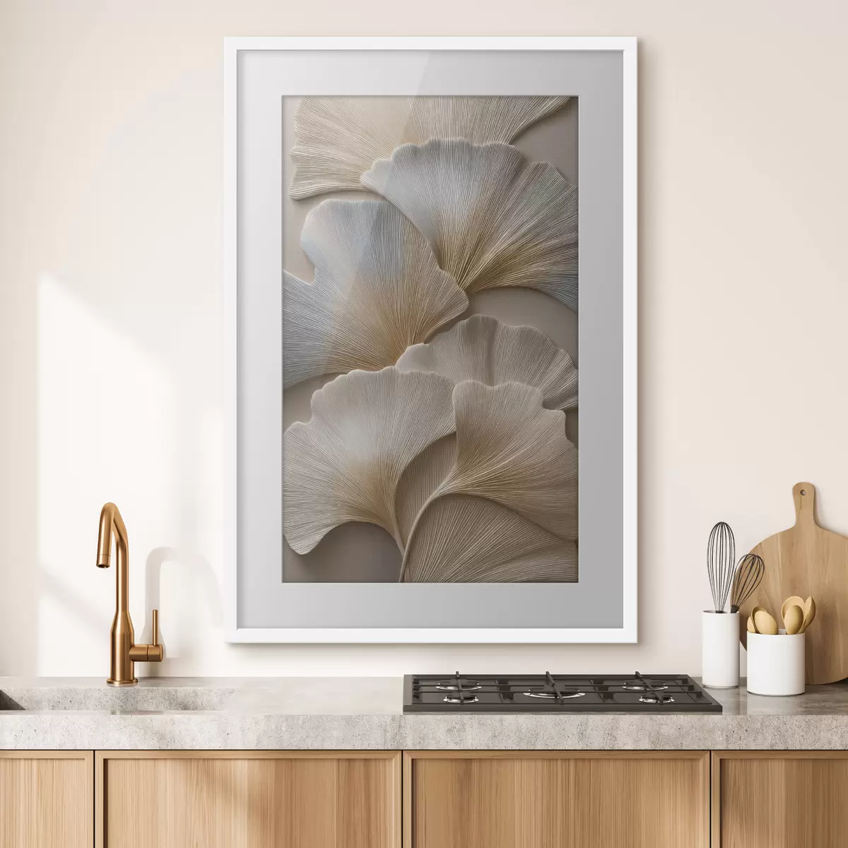 Poster Foglie dai toni naturali con effetto a rilievo f49958