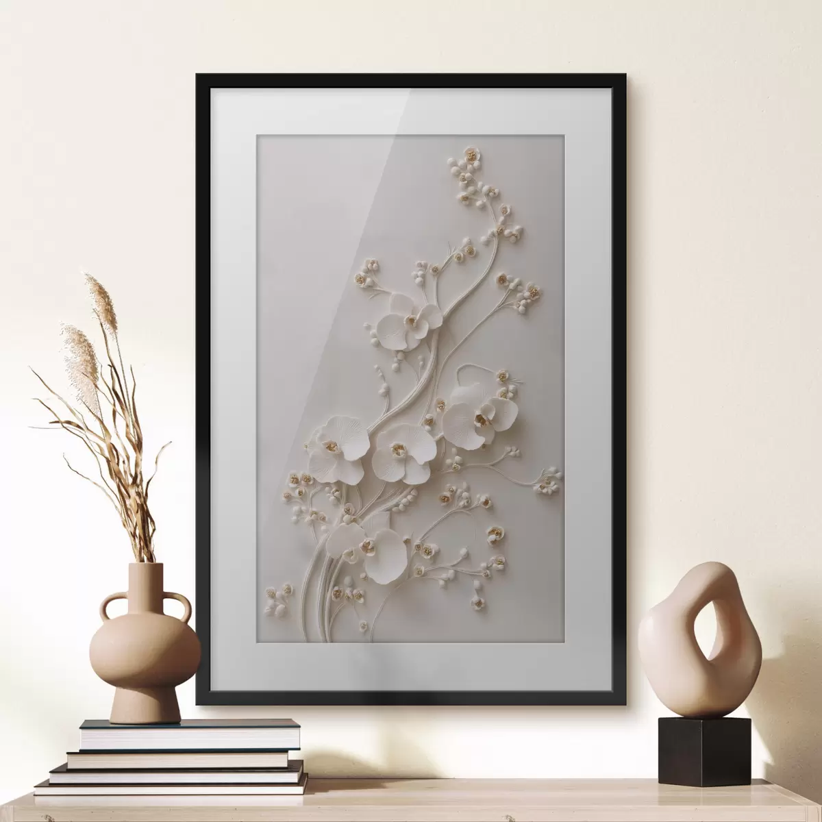 Poster Delicate orchidee bianche su rami eleganti f49959