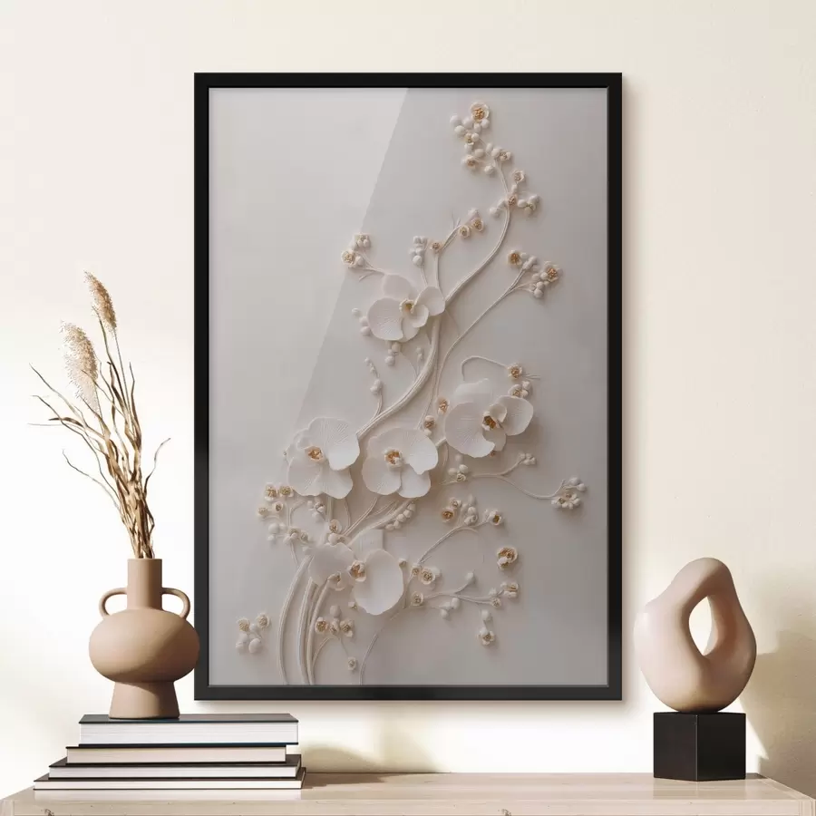 carta da parati Delicate orchidee bianche su rami eleganti nr. f49959