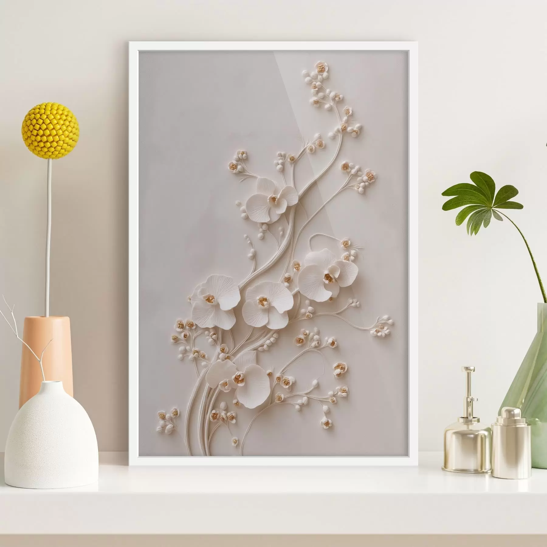 carta da parati Delicate orchidee bianche su rami eleganti nr. f49959