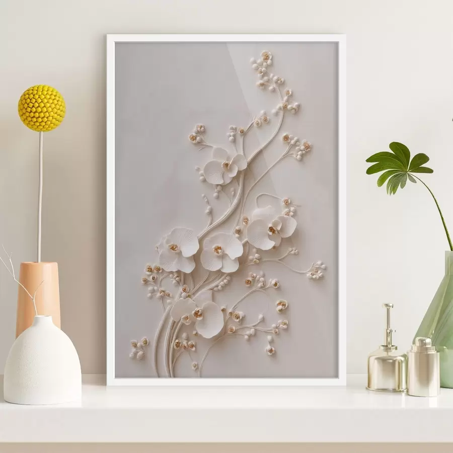 carta da parati Delicate orchidee bianche su rami eleganti nr. f49959