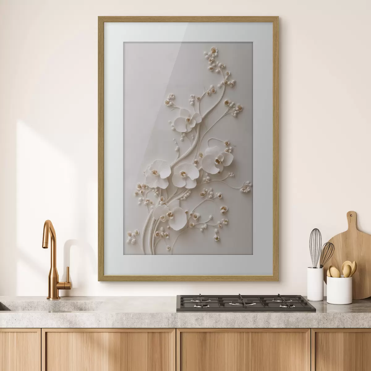 Poster Delicate orchidee bianche su rami eleganti f49959