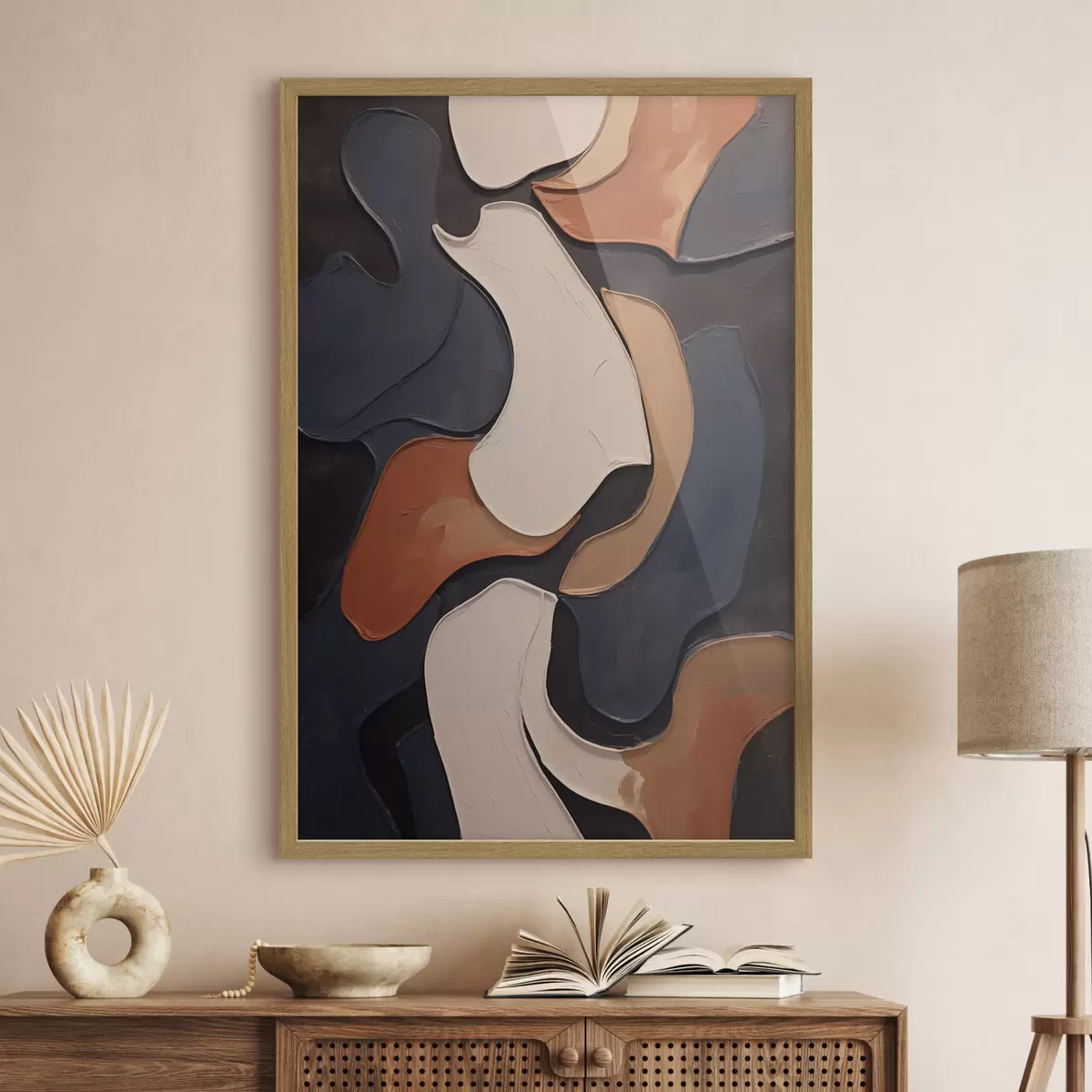 Poster Forme astratte e sinuose in tonalità contrastanti f49962