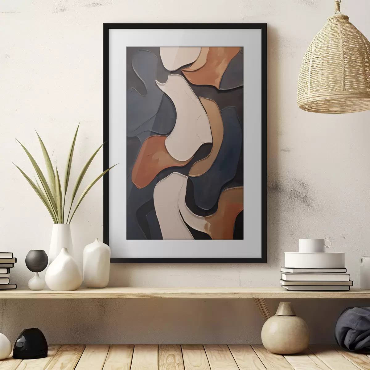 Poster Forme astratte e sinuose in tonalità contrastanti f49962