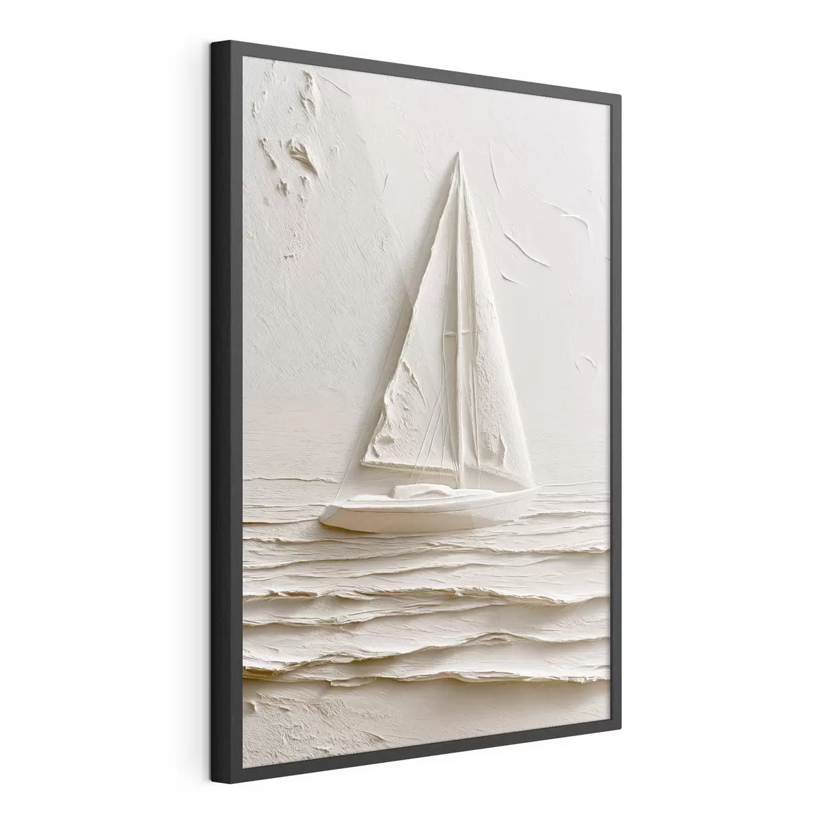 Poster Barca a vela su onde calme con effetto a rilievo f49964