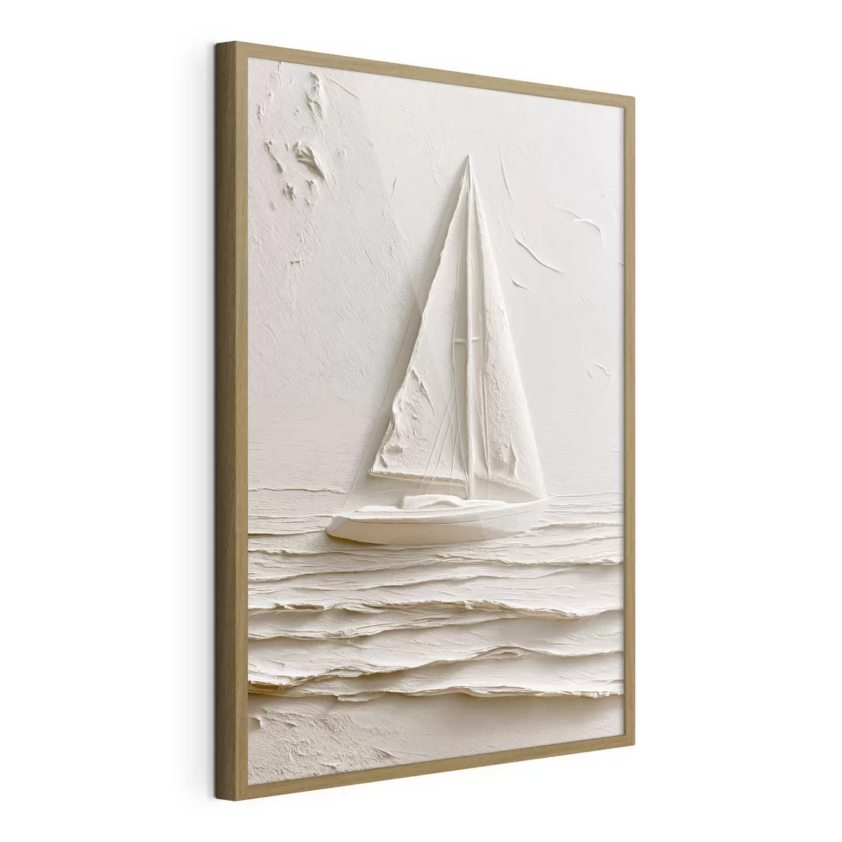 Poster Barca a vela su onde calme con effetto a rilievo f49964