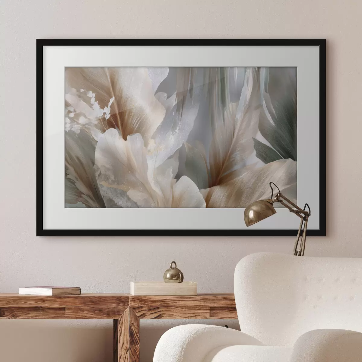 Poster Composizione astratta con foglie delicate f49968