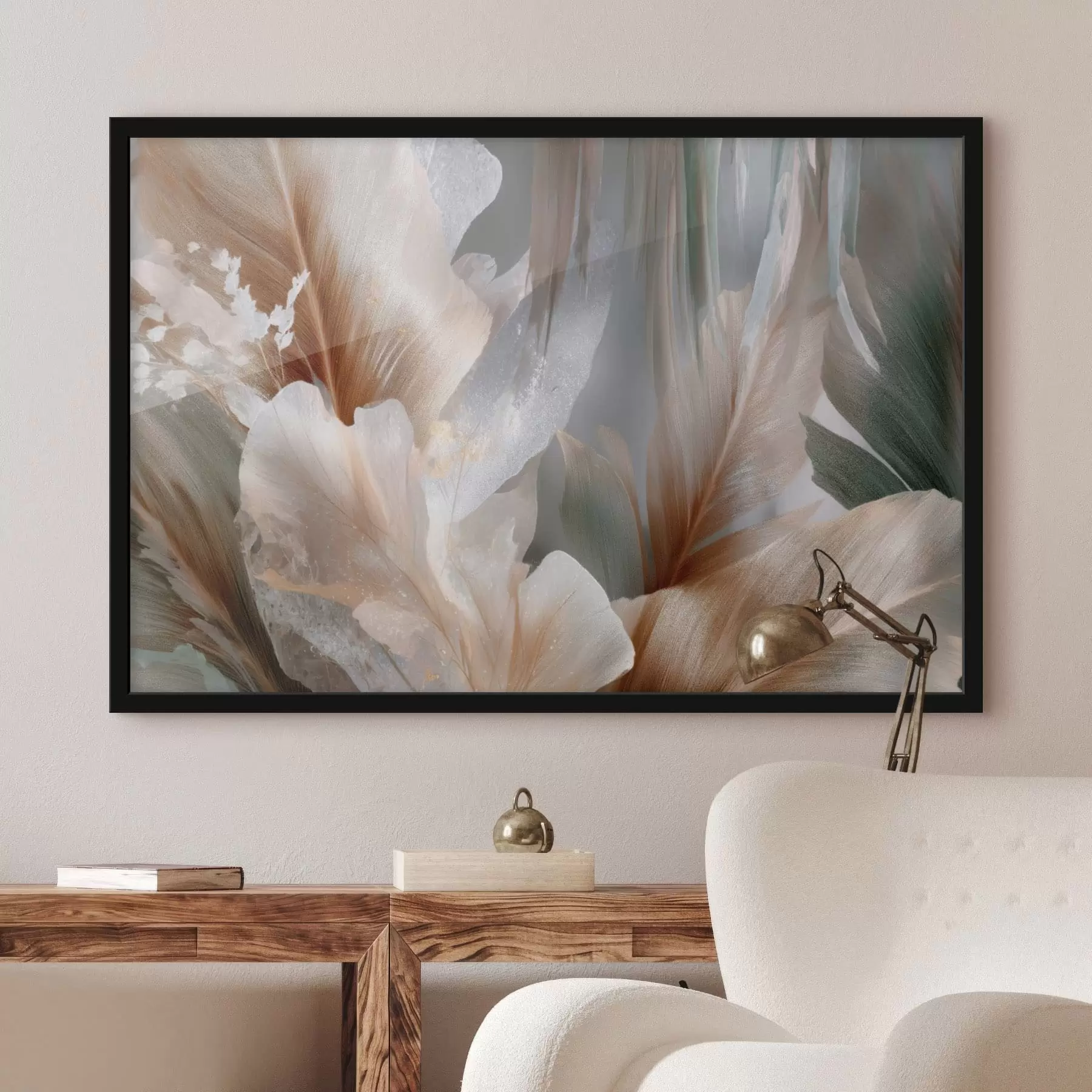 carta da parati Composizione astratta con foglie delicate nr. f49968