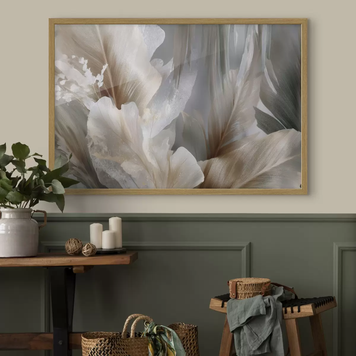 Poster Composizione astratta con foglie delicate f49968