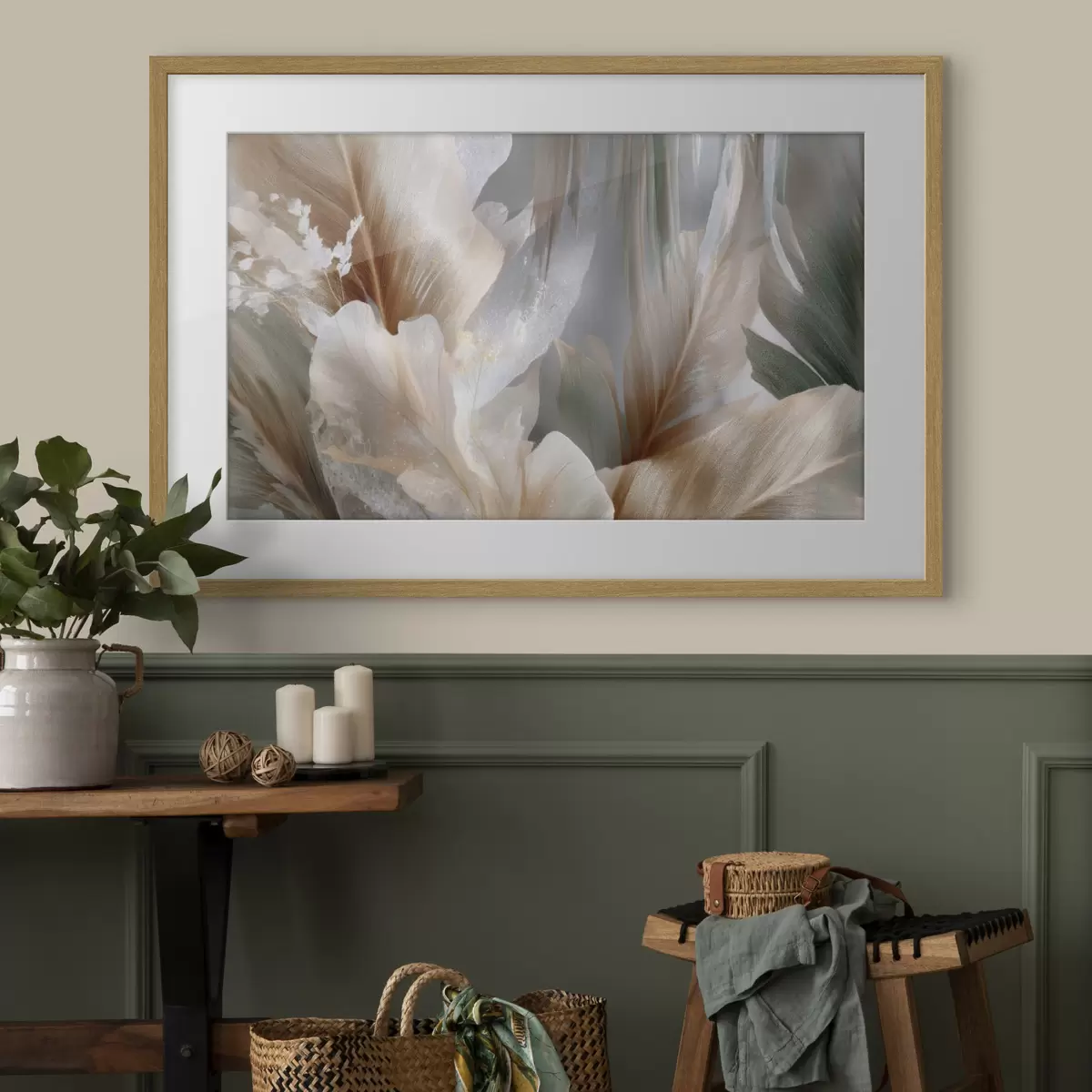 Poster Composizione astratta con foglie delicate f49968