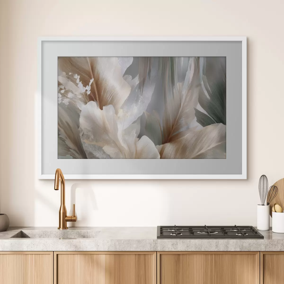 Poster Composizione astratta con foglie delicate f49968