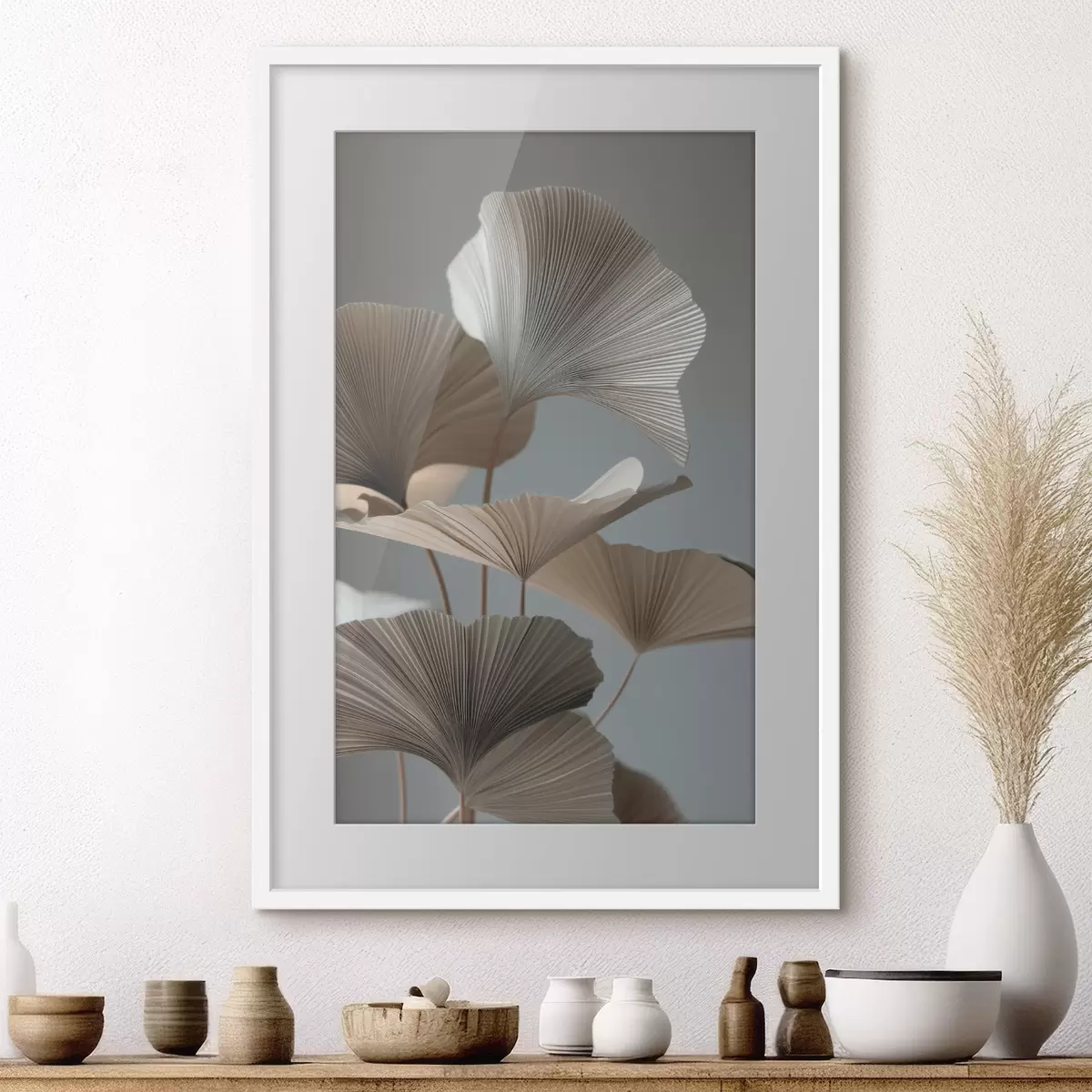 Poster Foglie minimaliste a forma di ventaglio f49972