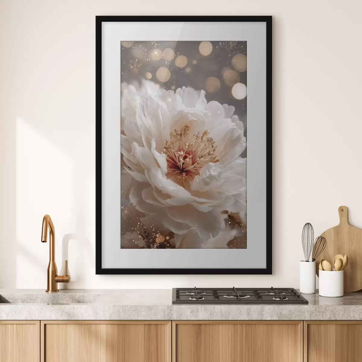 Poster Fiore bianco con delicati riflessi di luce f49973