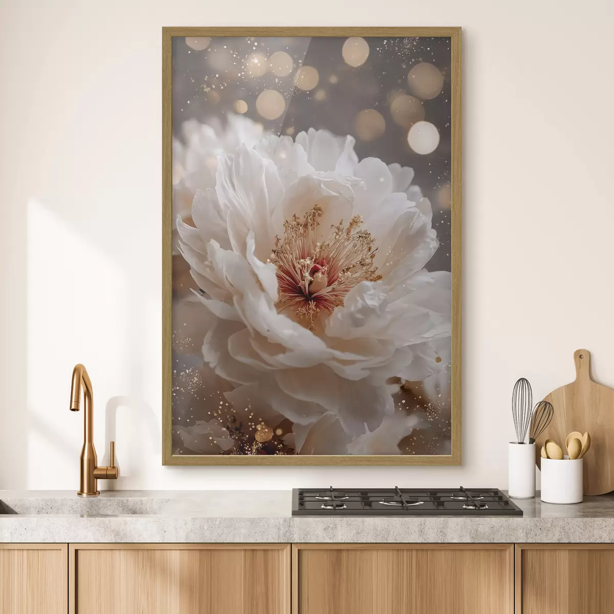 Poster Fiore bianco con delicati riflessi di luce f49973